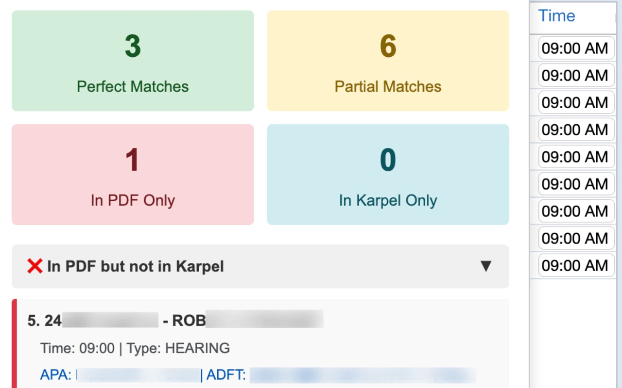 Docket Mirror Extension comparing two dockets